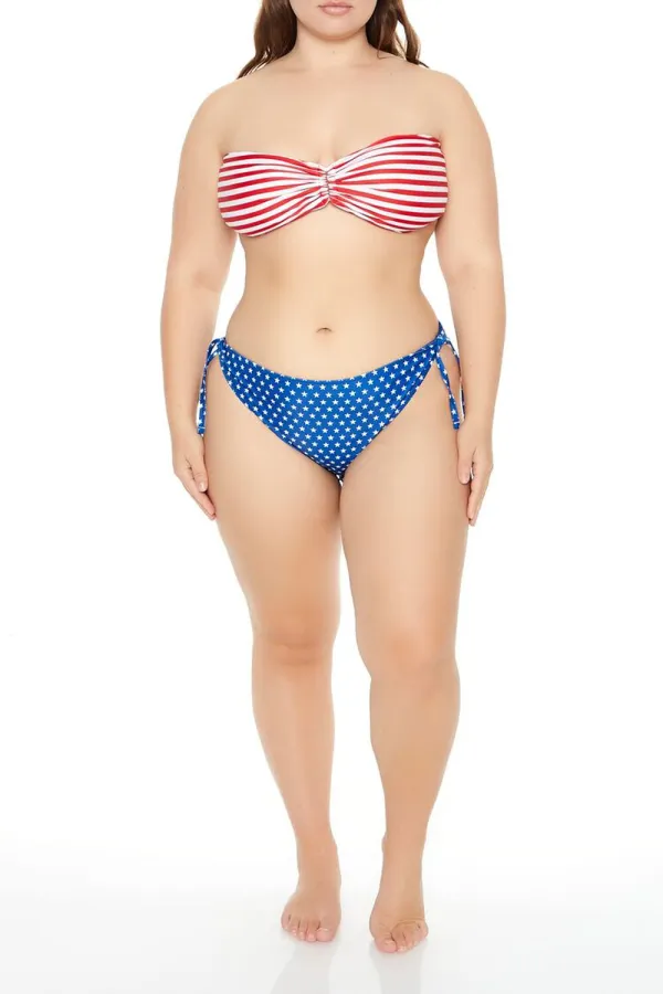 Plus Size Bikini Top & Bottoms Set