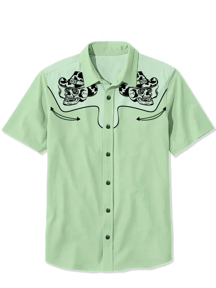 Smoking Skull Cowboy Shirt