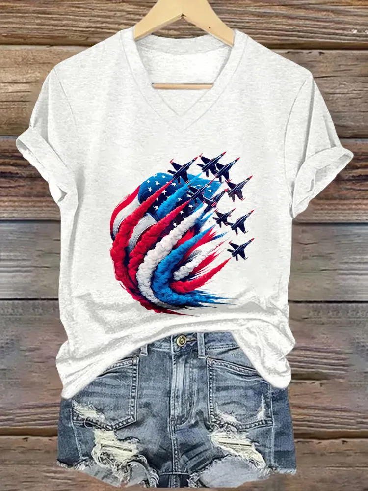 Woman'S Independence Day Print Short-Sleeved T-Shirt