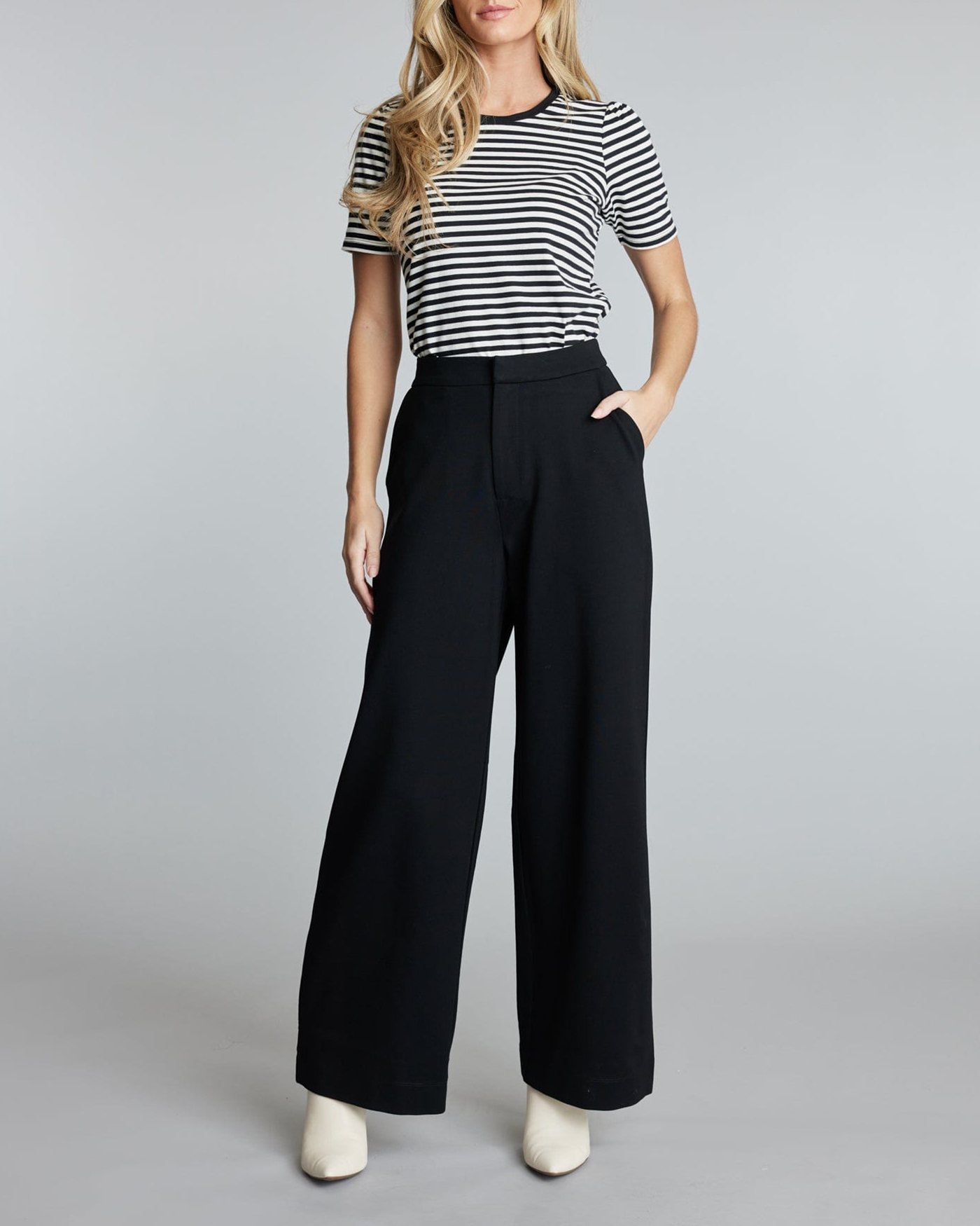 Black High Rise Wide Leg Office Pant