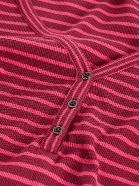 Skinny Ribbed Striped Henley
