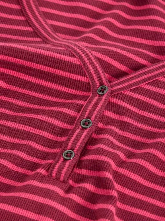 Skinny Ribbed Striped Henley