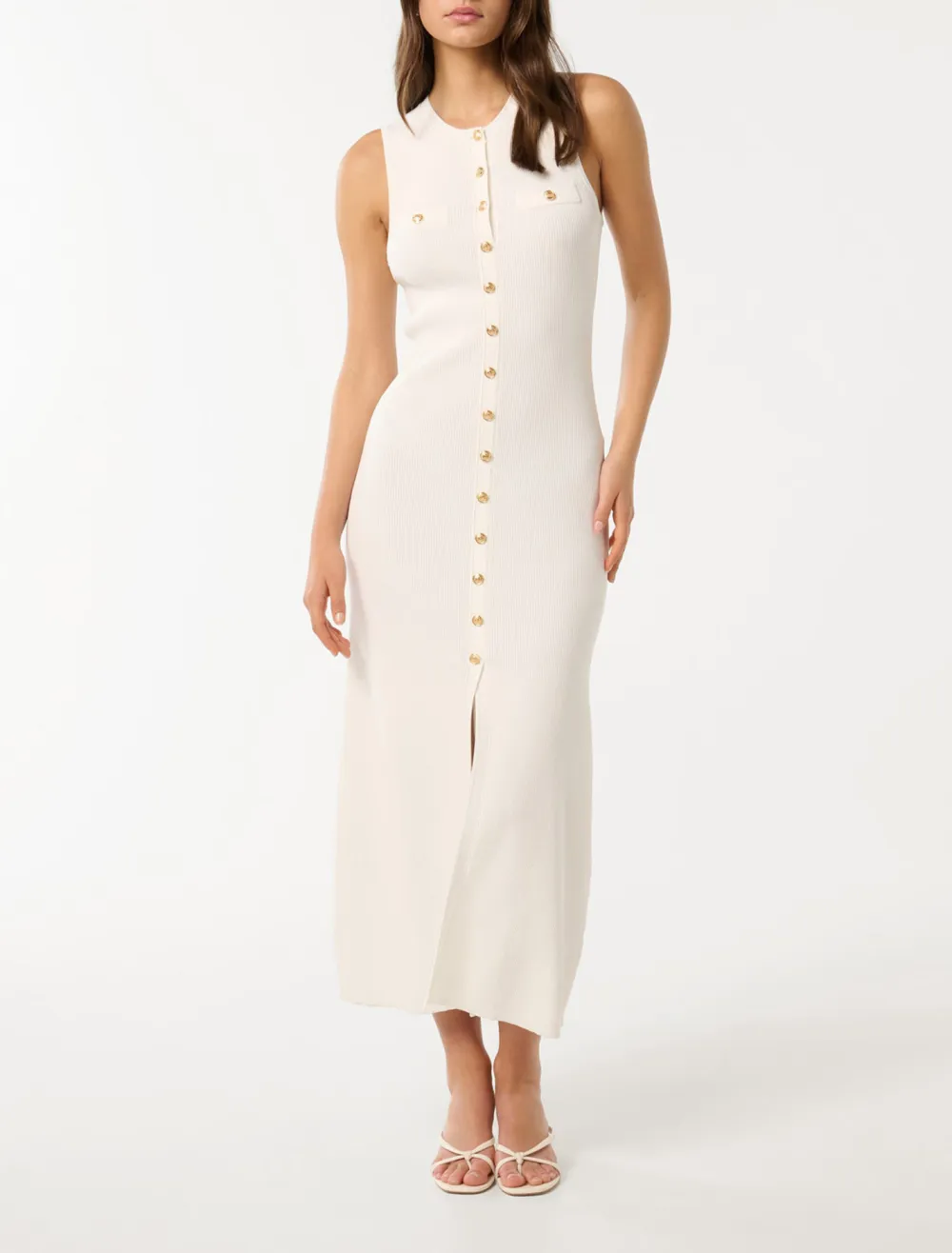 Button-Through Knit Dress