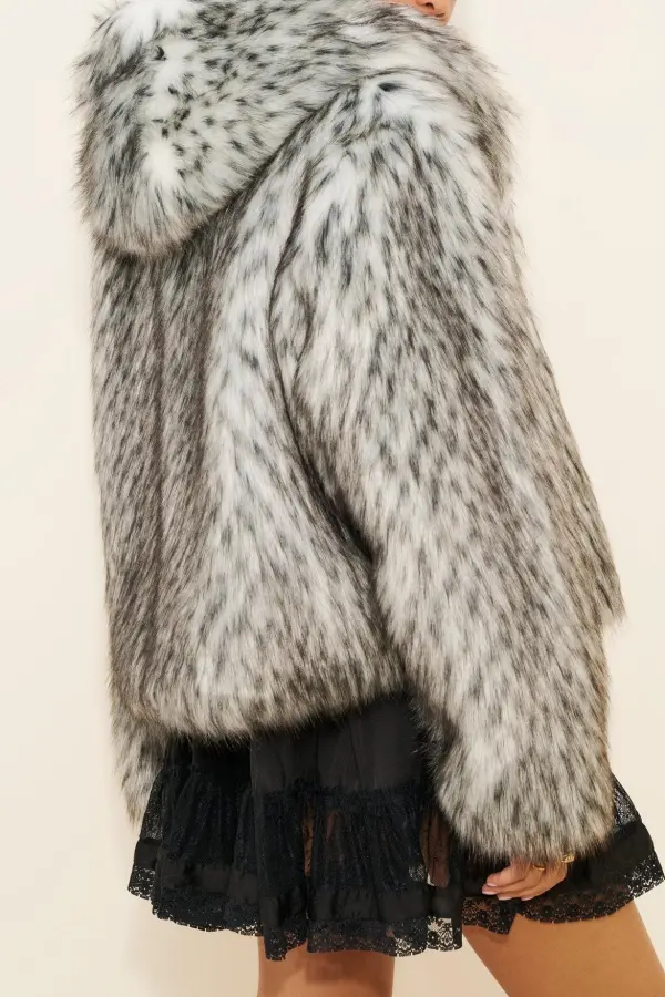 Black & White Faux Fur Coat