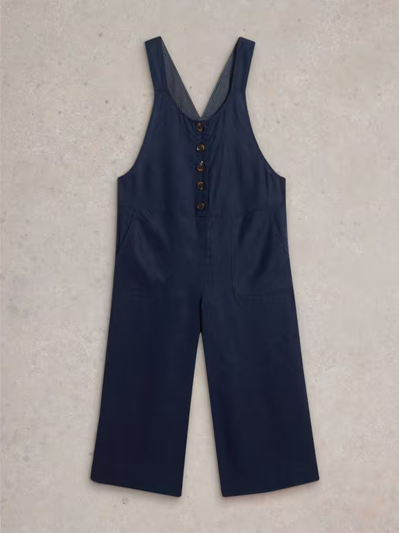 Square Neck Linen Dungaree