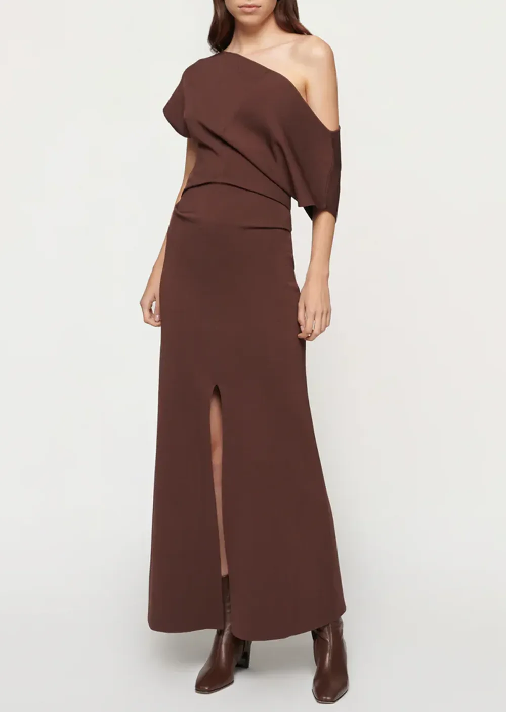 Asymmetric One Shoulder Knit Dress