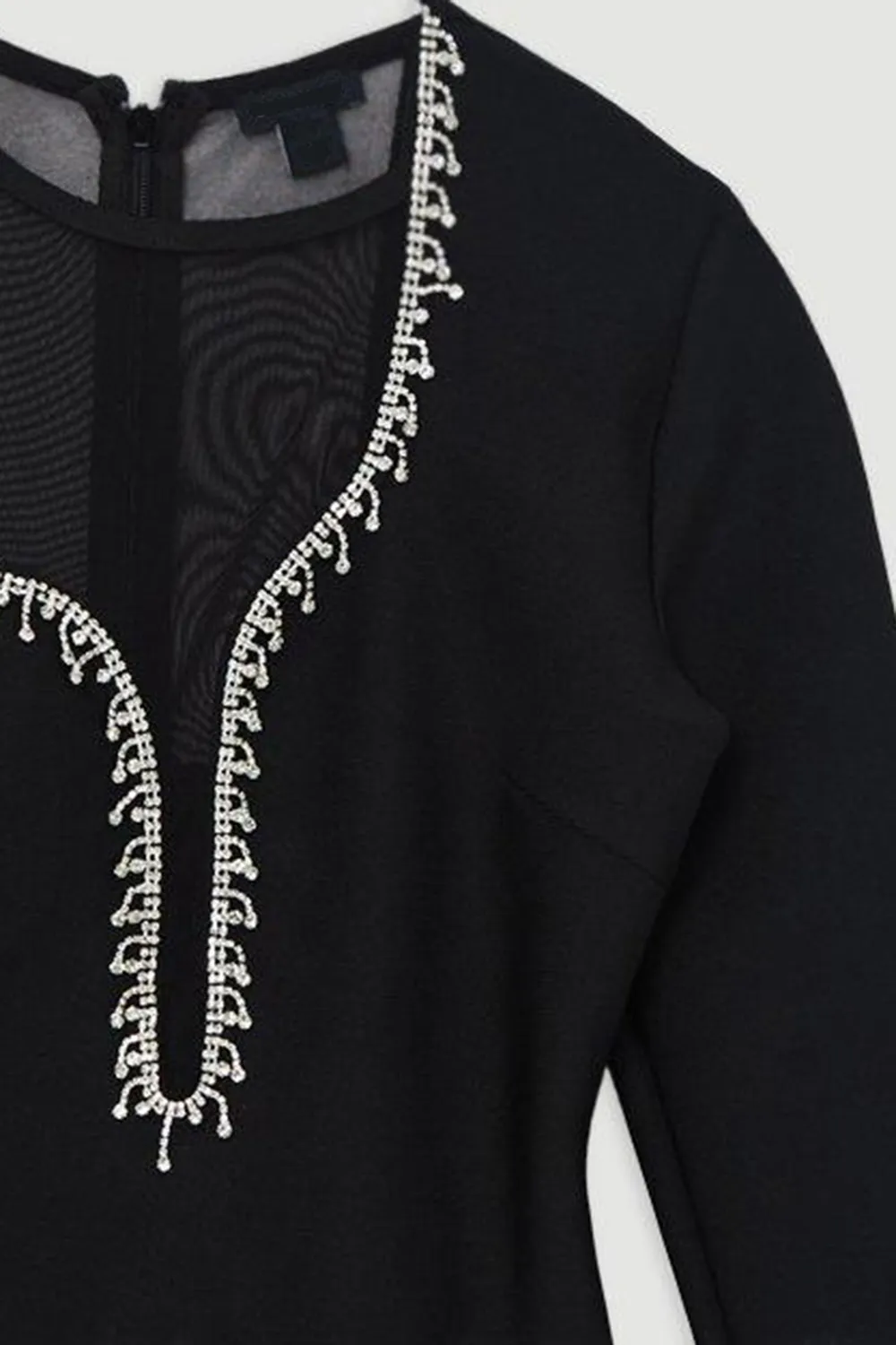 Mesh Detail Embellished Knit Top
