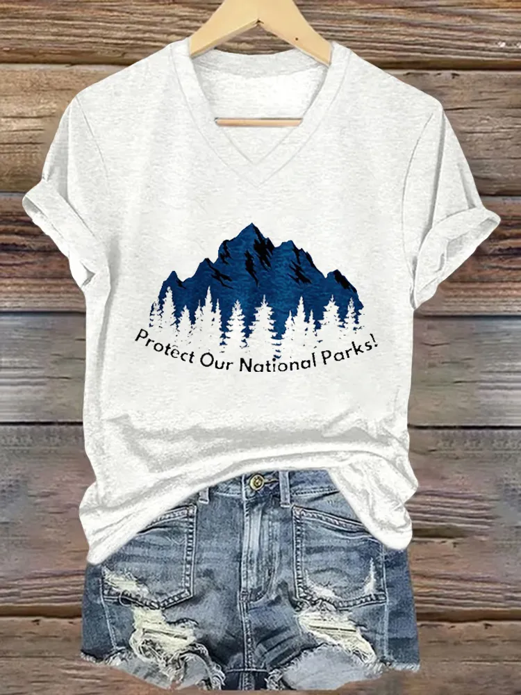 Women'S Protect Our National Parks! V-Neck T-Shirt