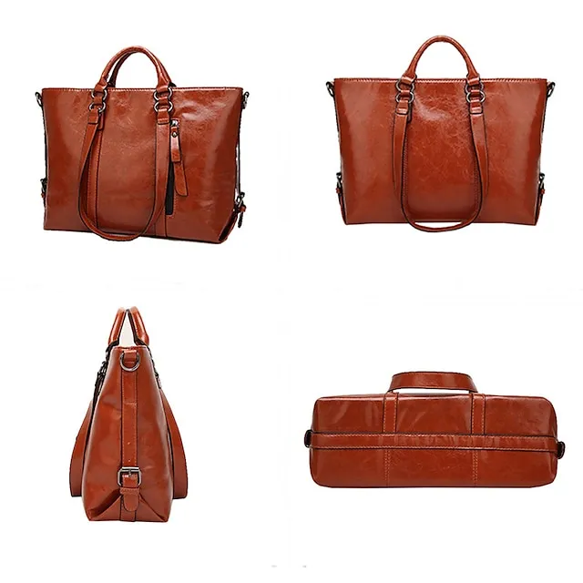 Women's Handbag Crossbody Bag Tote PU Leather Outdoor Office Shopping Zipper Large Capacity Solid Color Orange