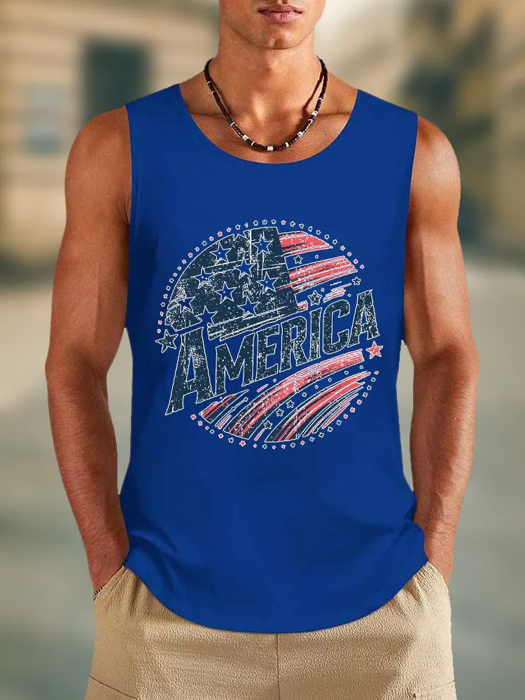 Men'S America Round-Necked Sleeveless Vest