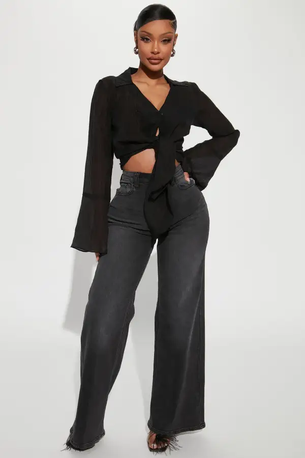Stephania Blouse Top - Black