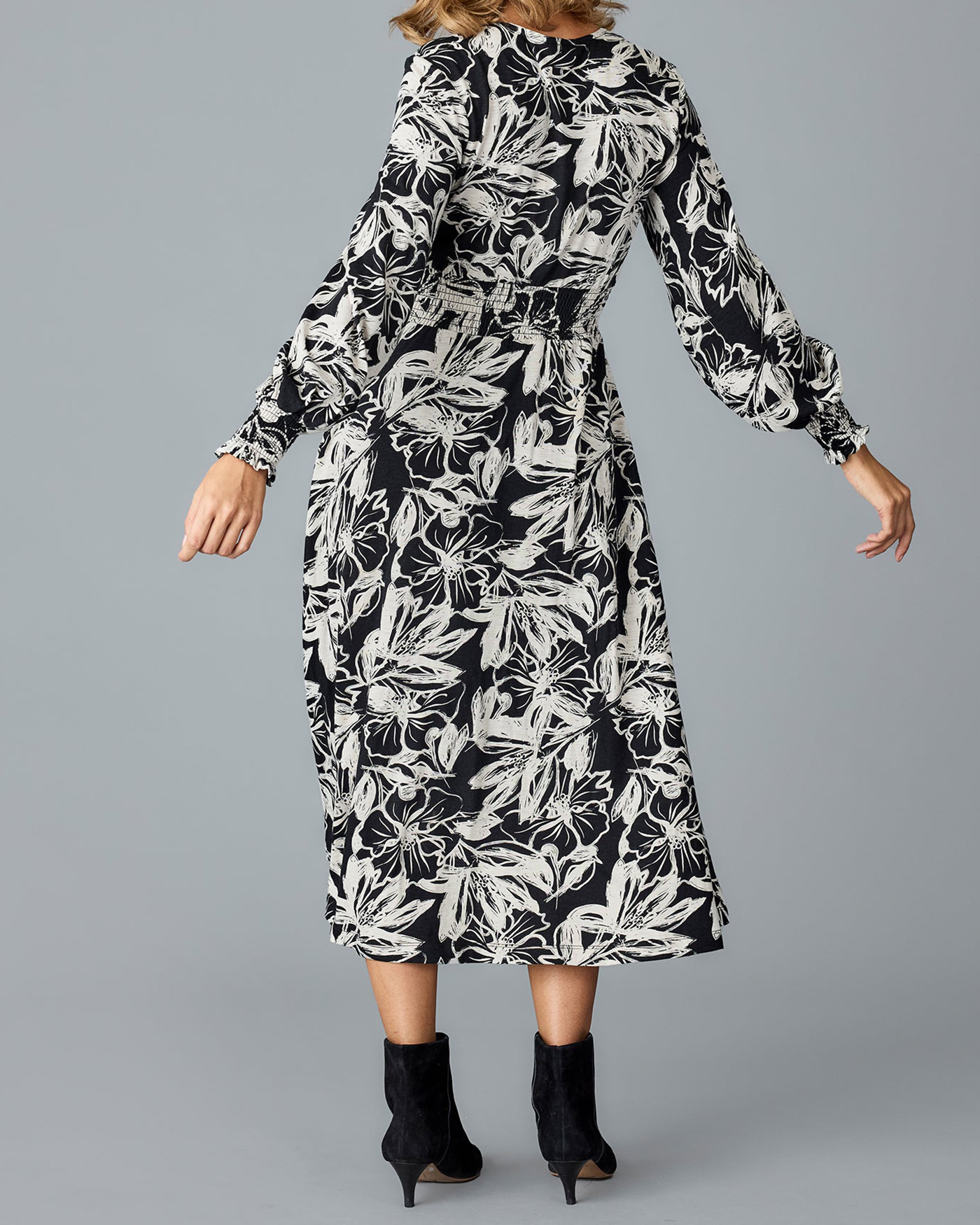 Black Floral Wrap Dress
