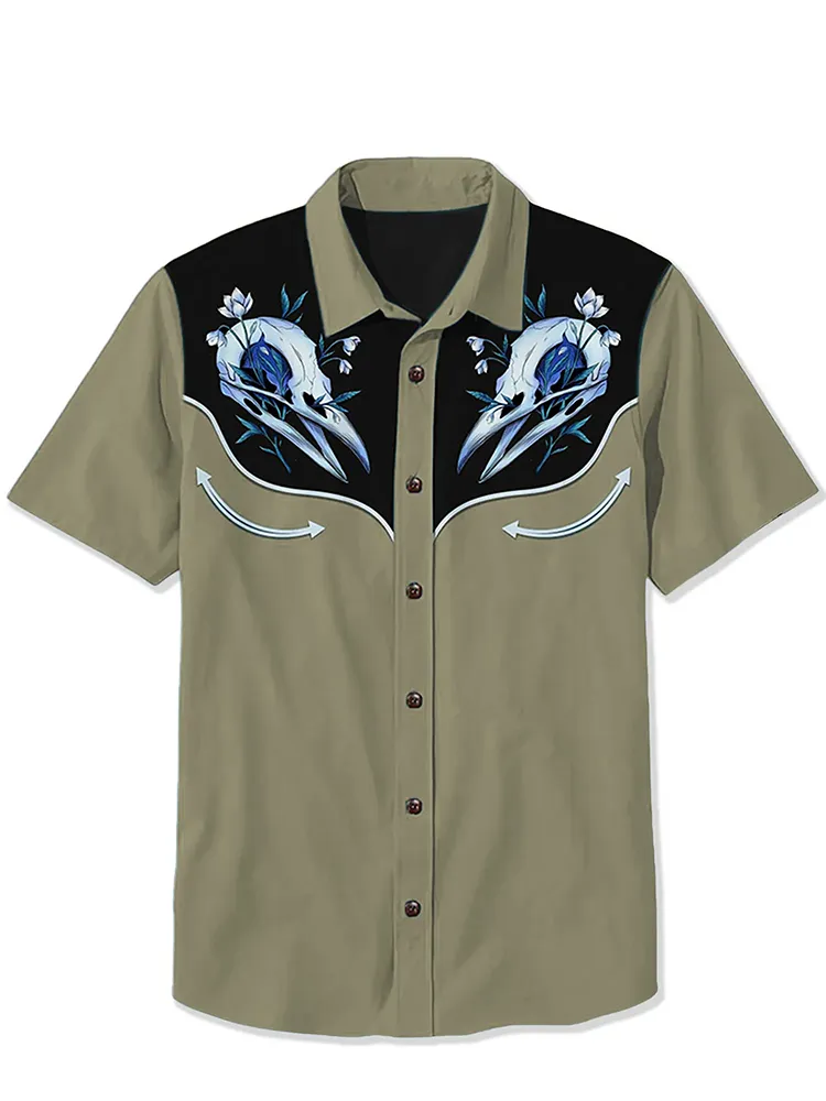 Crow Skull And Flower Shirt