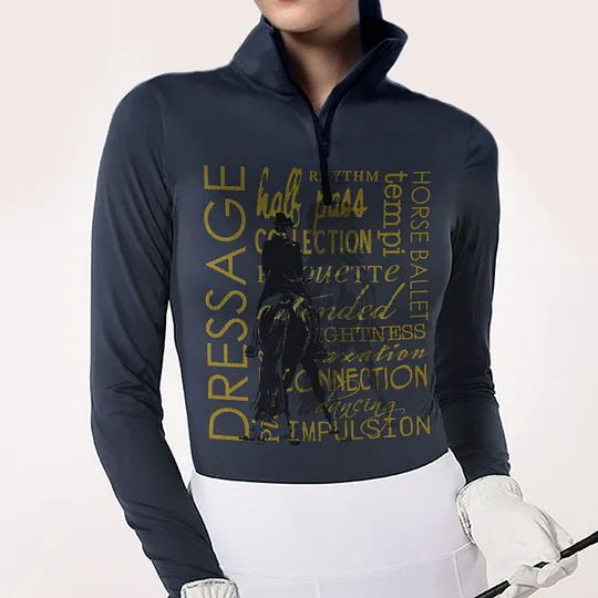 Women's Riding Style Dressage Print Long Sleeve Casual Shirt
