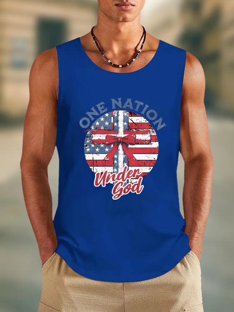 Men'S One Nation Under God Round-Necked Sleeveless Vest