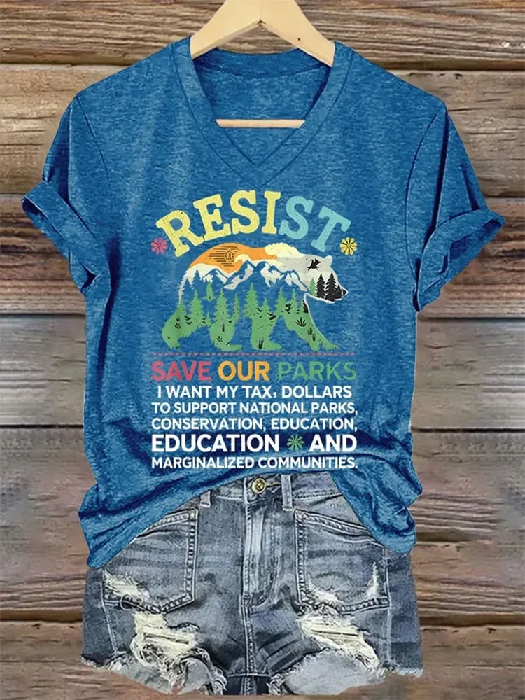 Women'S Support Our National Parks Printed T-Shirt