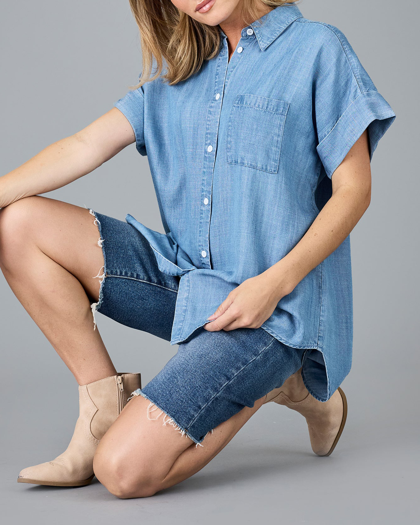 Loose Fitting Denim Shirt