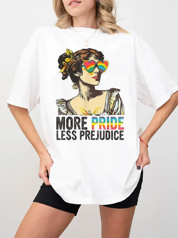 Women'S More Pride Less Prejudice Short Sleeve Round-Neck T-Shirt