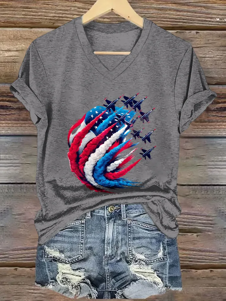 Woman'S Independence Day Print Short-Sleeved T-Shirt