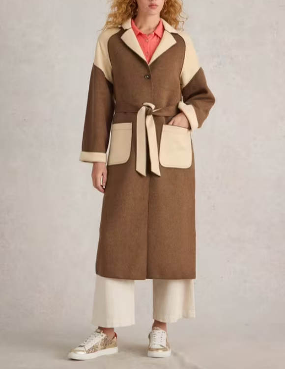 Wool Blend Coat In Natural Multi