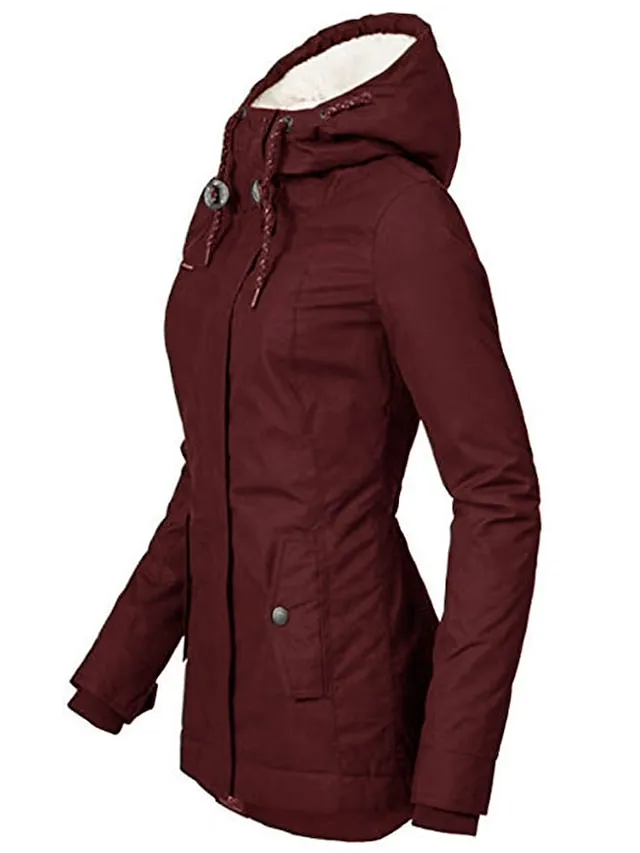 Women's Parka Street Fall Winter Puffer Jacket Long Coat Windproof Warm 3 in 1 Loose Casual Sports Jacket Long Sleeve Solid Color Zipper Purple Blushing Pink Waterpoof Daily Wear Down Parkas  Lined