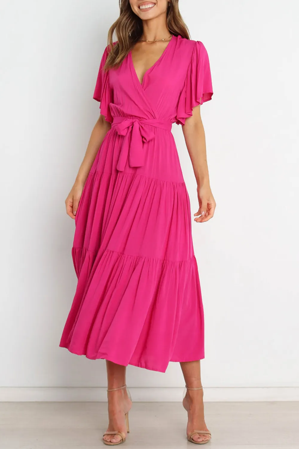 COLORFUL DRESS WITH TIE BOW