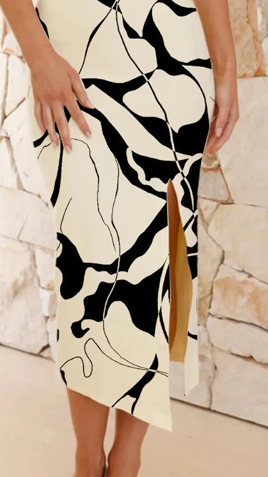 Irregular Hem Slit Midi Dress