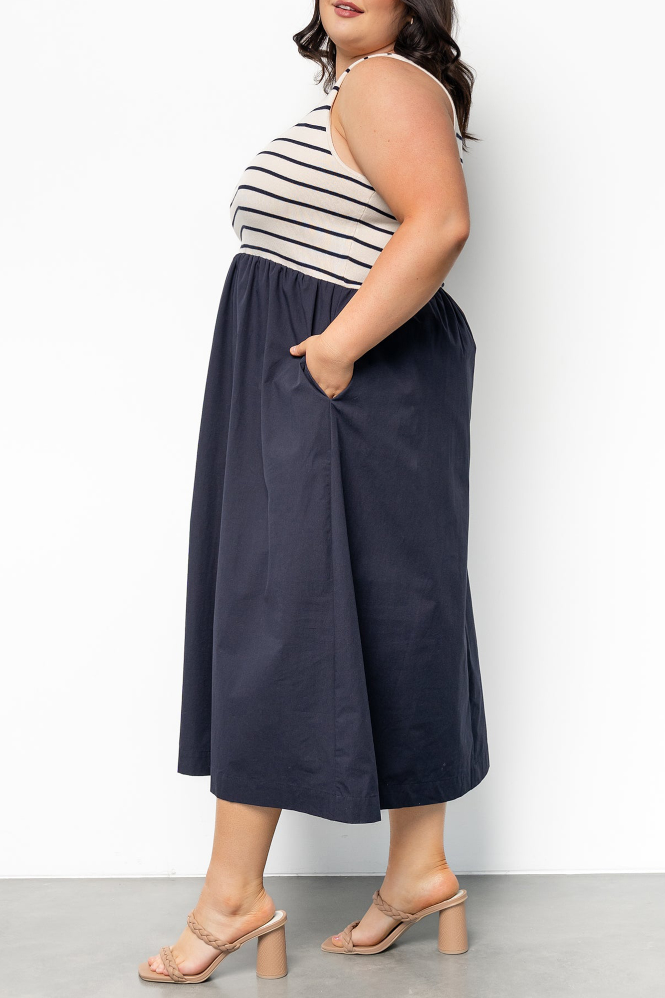 All-Match Soft And Comfortable Navy Stripe Dress