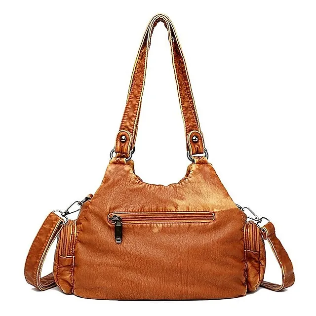 Women's Shoulder Bag Waterproof Shoulder Strap Tote PU Leather Daily Date Rivet Solid Color Black Brown