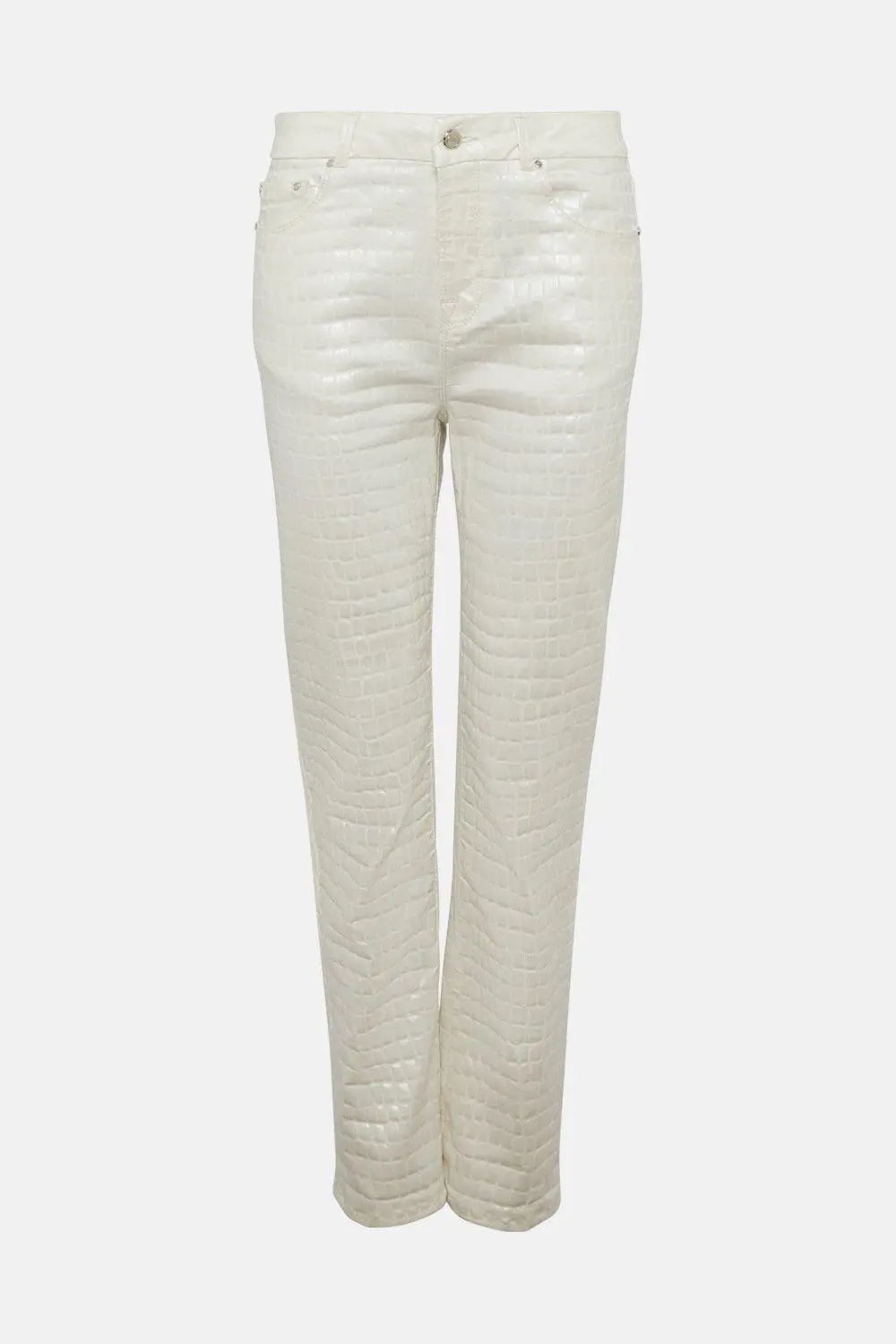 Mid Rise Straight Leg Croc Coated Trouser