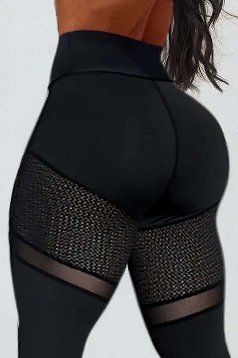 Contrast Mesh Butt Lifting Sports Leggings