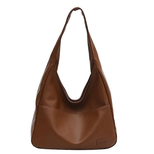 Women's Tote Shoulder Bag PU Leather Daily Office & Career Black Brown