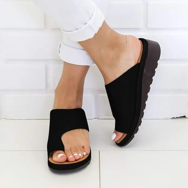 Women's Sandals Flat Sandals Orthopedic Sandals Bunion Sandals Outdoor Slippers Outdoor Daily Beach Summer Flat Heel Open Toe Casual Minimalism PU Leather Faux Leather Loafer Solid Color Leopard