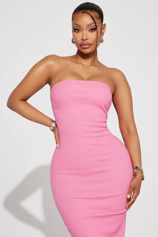 Cayleigh Denim Maxi Dress - Pink
