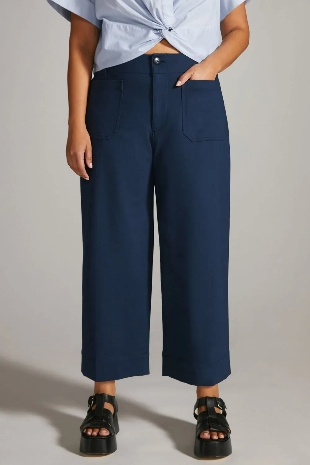 Brushed Knit Edition Cropped Wide-Leg Pants