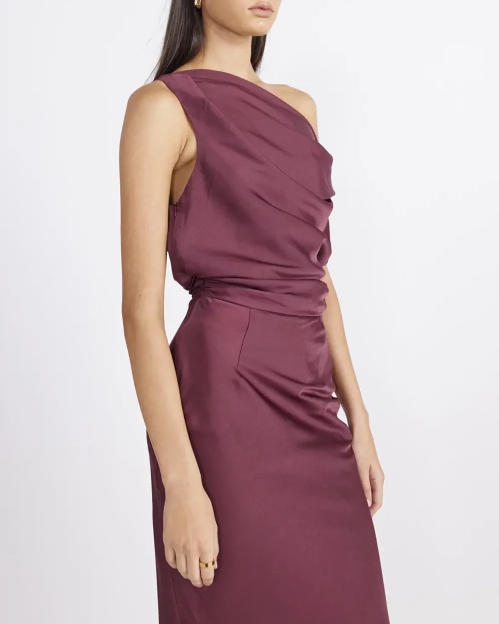 Off-shoulder Satin Maxi Dress