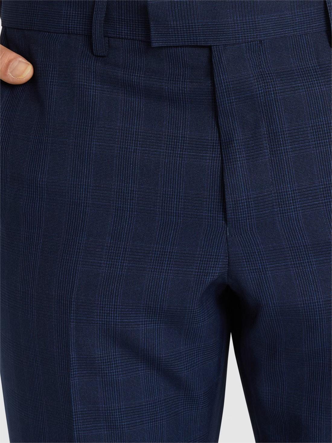 REGULAR FIT DARK BLUE POLYESTER TROUSERS