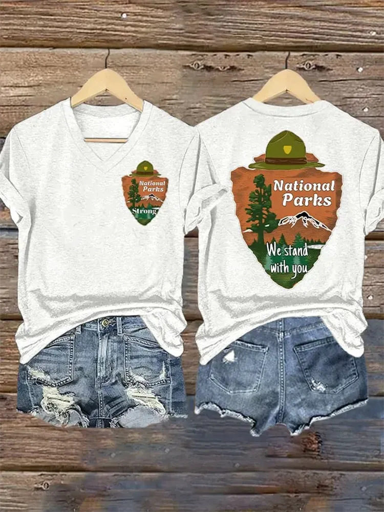 Woman'S National Parks Strong V-Neck Short-Sleeve T-Shirt