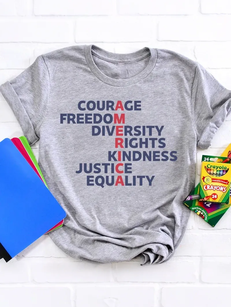 Courage Freedom Diversity Right Kindness Justice Equality America Teacher T-Shirt