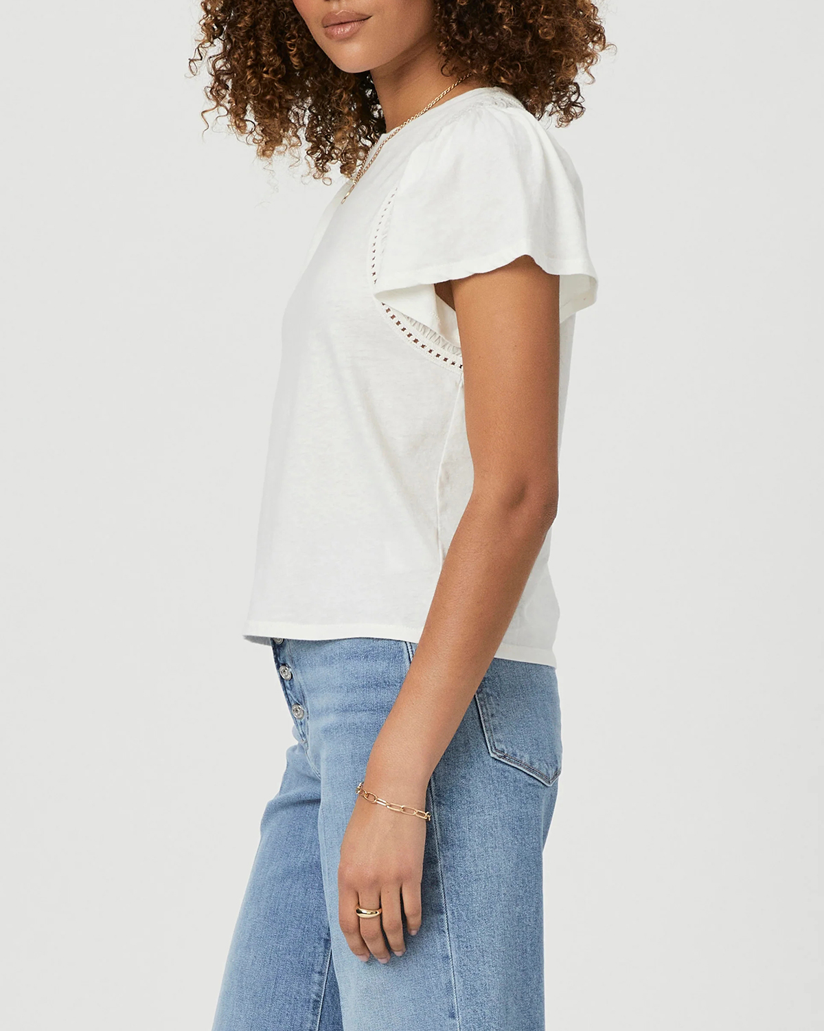 White Flutter Sleeve Paisley Print Top