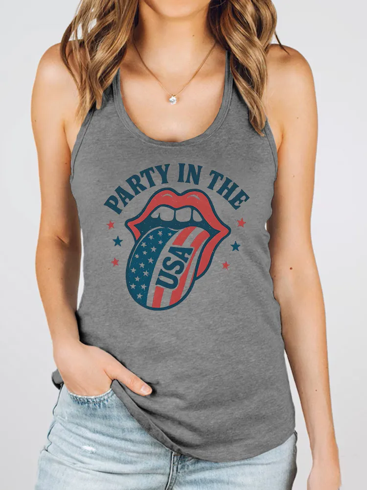 Women'S Party In The Usa Round-Necked Sleeveless Vest