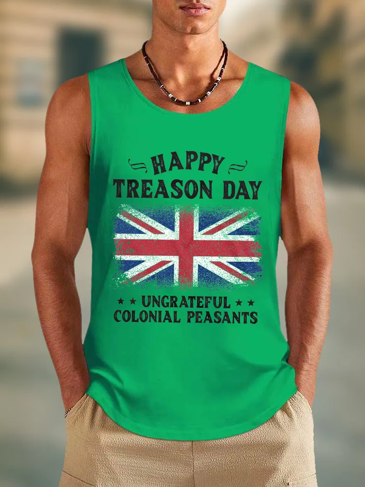 Men'S Happy Treason Day Ungrateful Colonial Peasants Round-Necked Sleeveless Vest