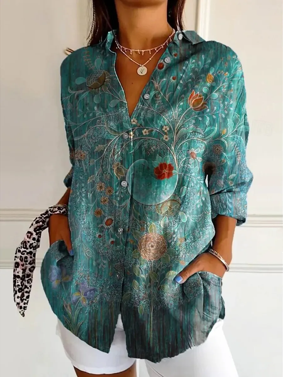 Women's Vintage Floral Print Shirt