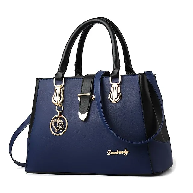 Women's Handbag Crossbody Bag Satchel Top Handle Bag PU Leather Daily Zipper Chain Solid Color Color Block Wine Black White