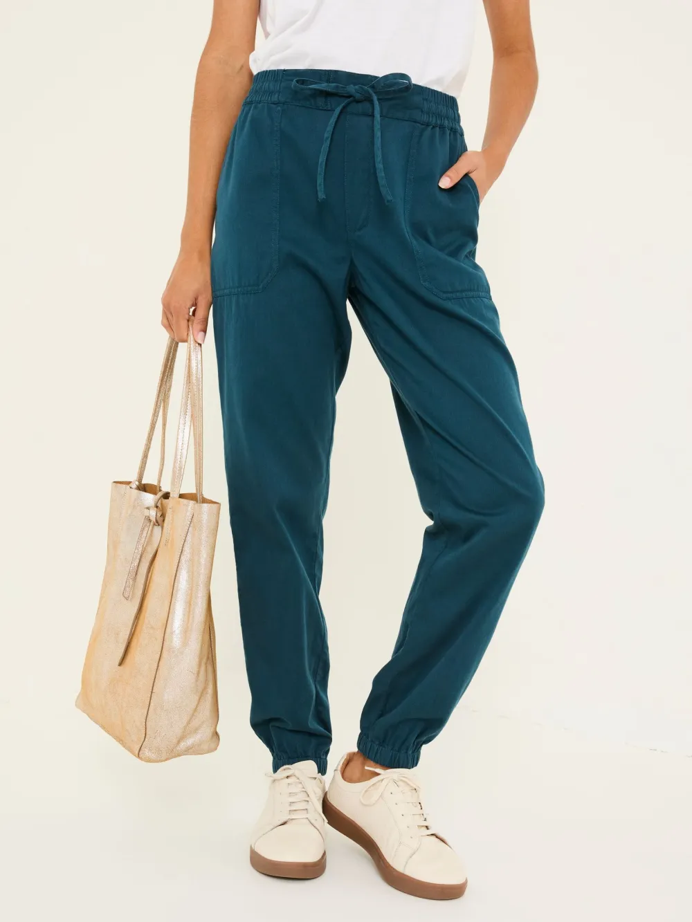 Blue Cuffed Cotton Joggers