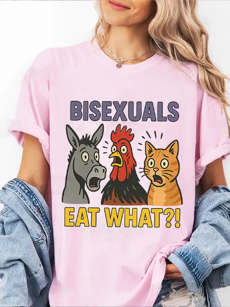 Women'S Bisexuals Eat What?! Short Sleeve Round-Neck T-Shirt