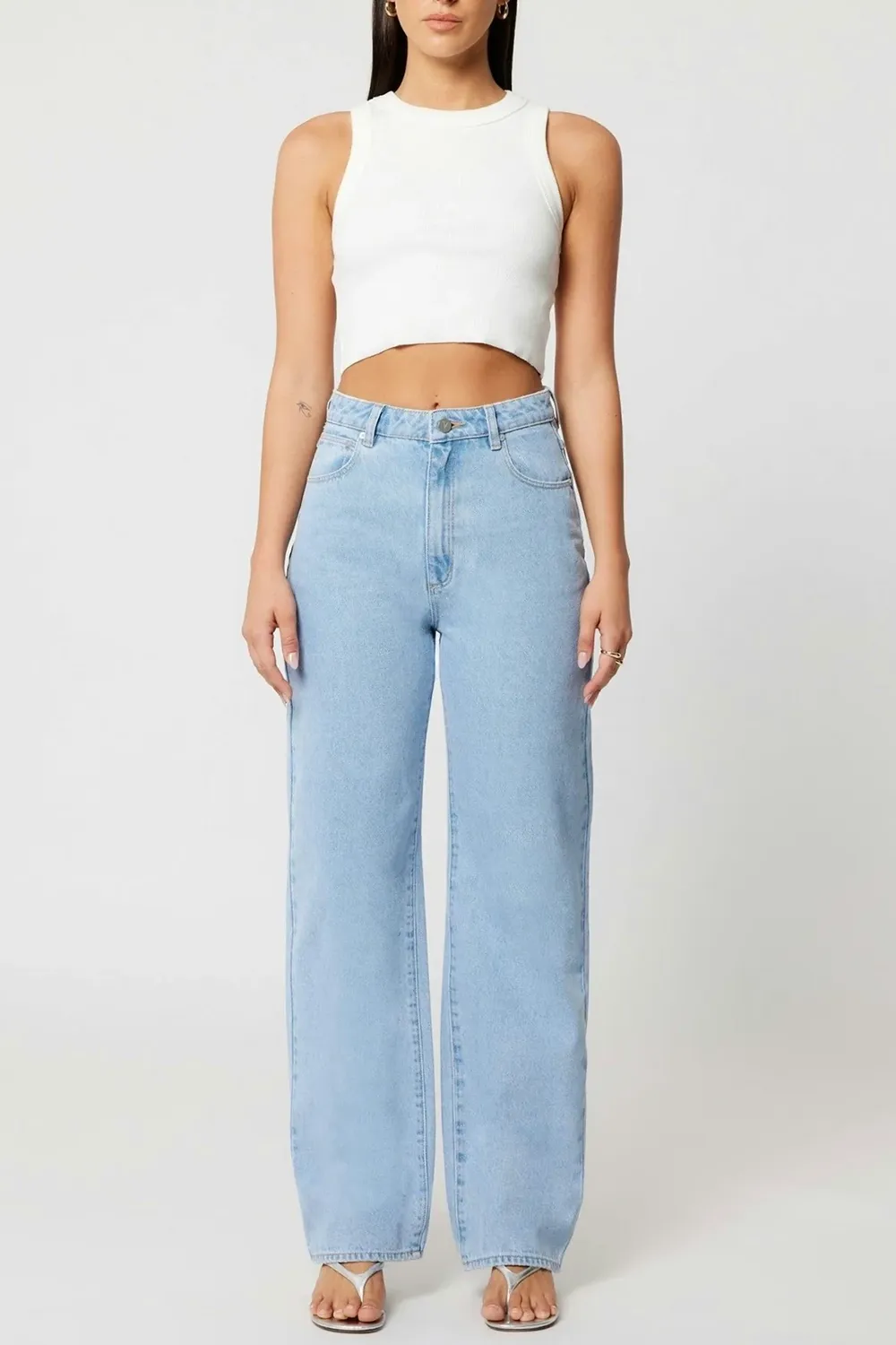Wide Leg Light Blue High Rise Jean