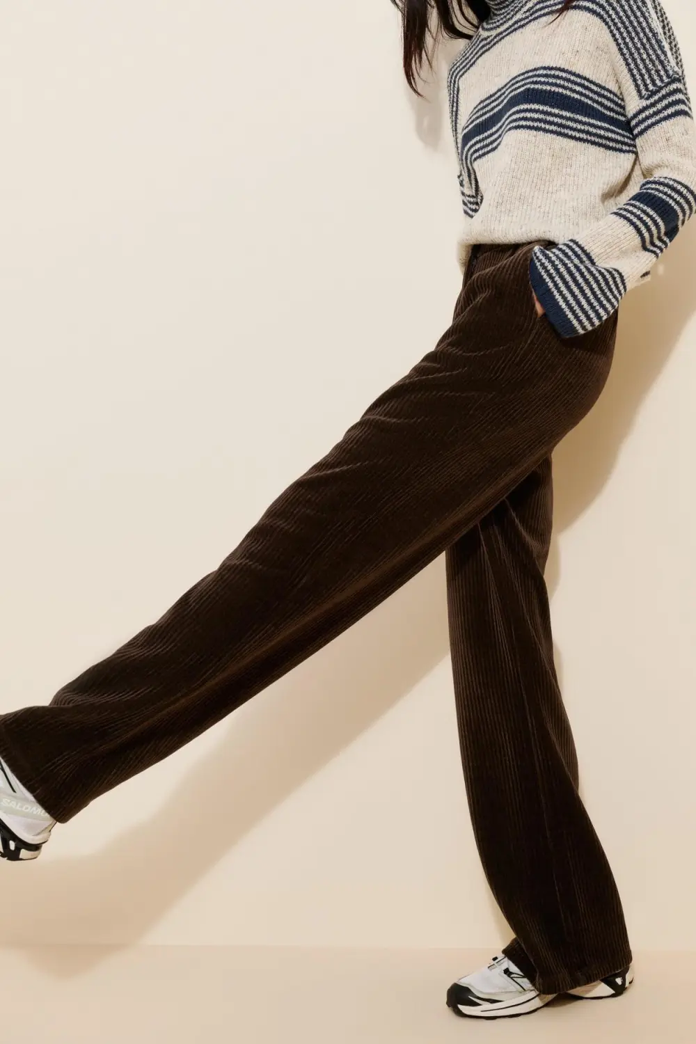 Brown High-Rise Corduroy Pants