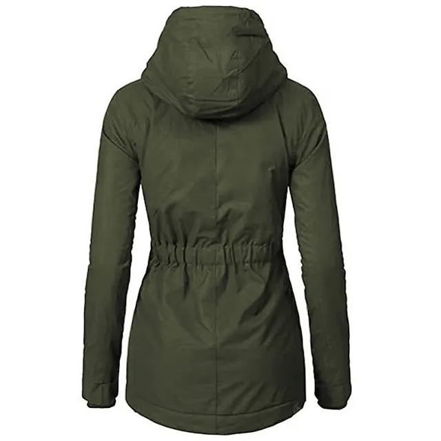 Women's Parka Street Fall Winter Puffer Jacket Long Coat Windproof Warm 3 in 1 Loose Casual Sports Jacket Long Sleeve Solid Color Zipper Purple Blushing Pink Waterpoof Daily Wear Down Parkas  Lined