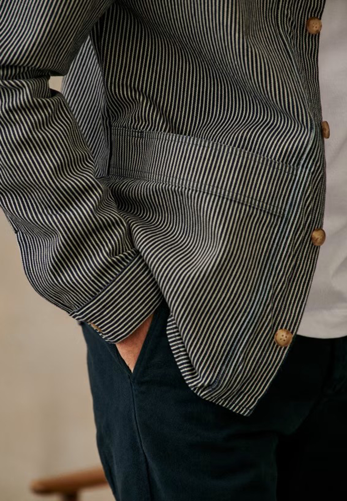 Will Jacket-Rayures Marine Ecru